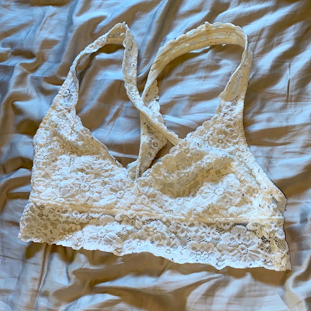 White Lace Aerie Halter Bralette
